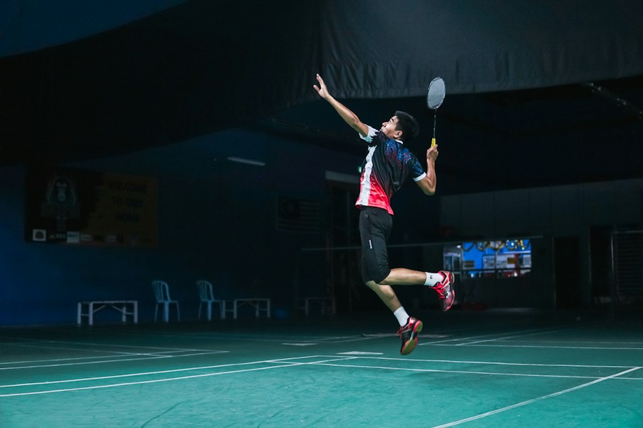 Illustrative badminton scene