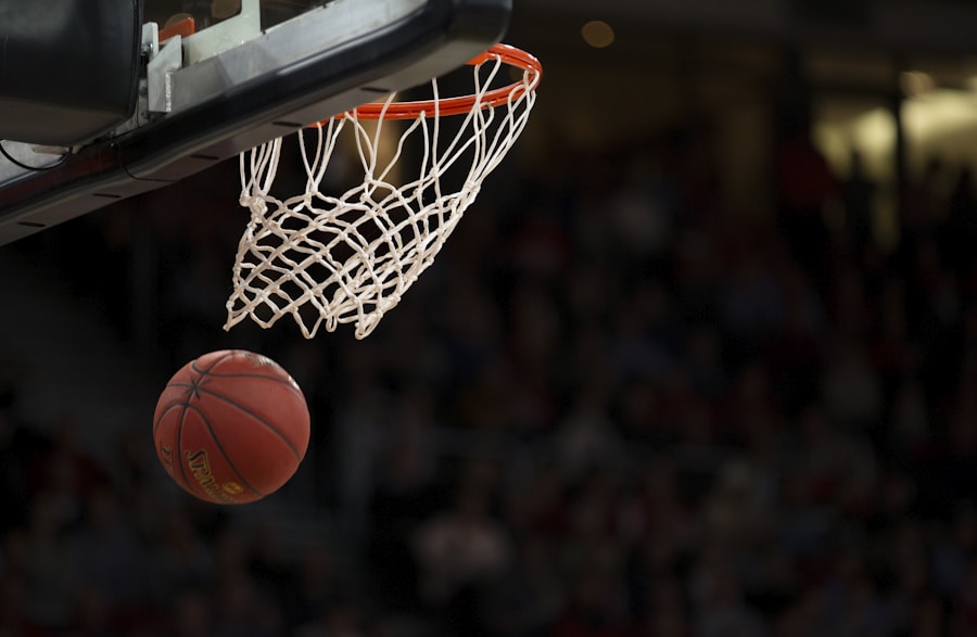Illustrative basketball scene